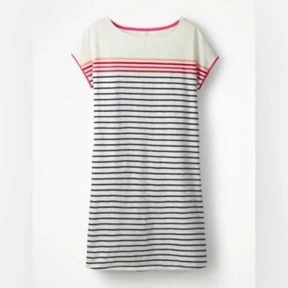 Boden Paulina Jersey Dress Ivory Multi Stripe - Picture 2 of 9
